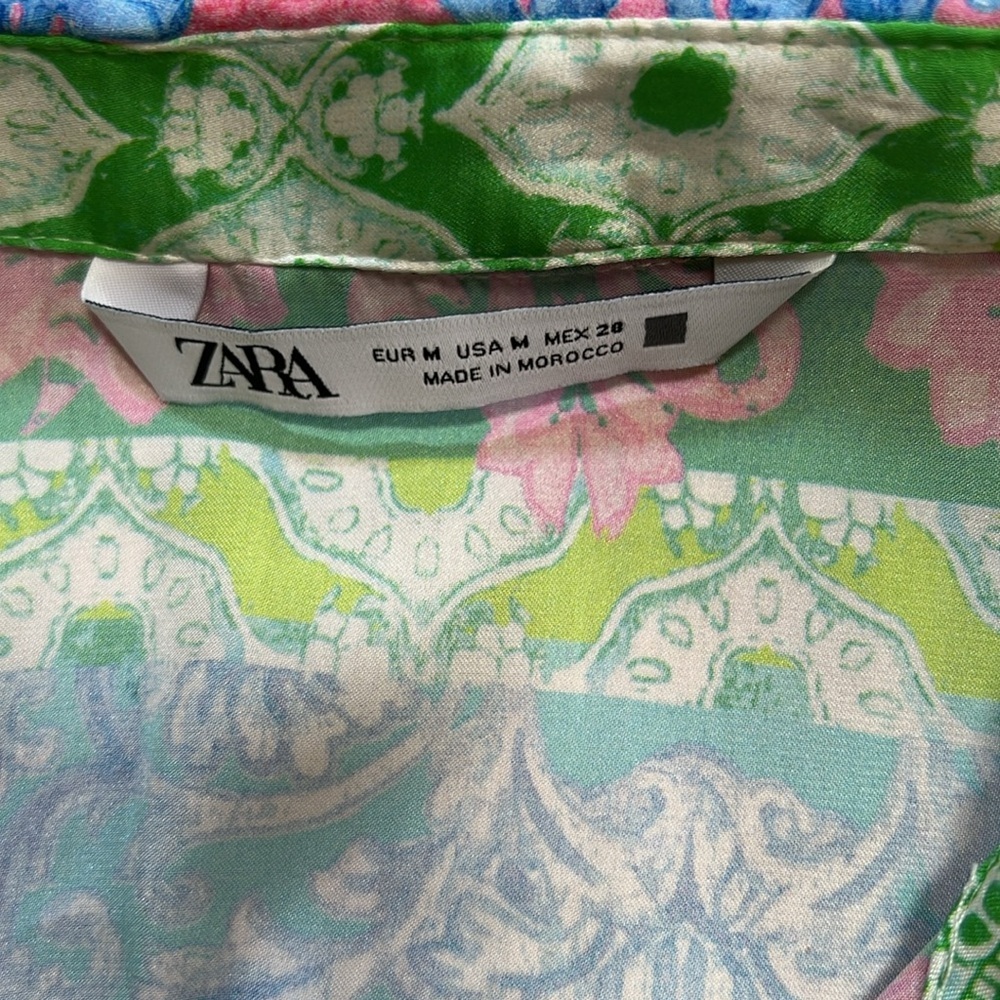 Zara medium satin multi patchwork shirt. - image 8